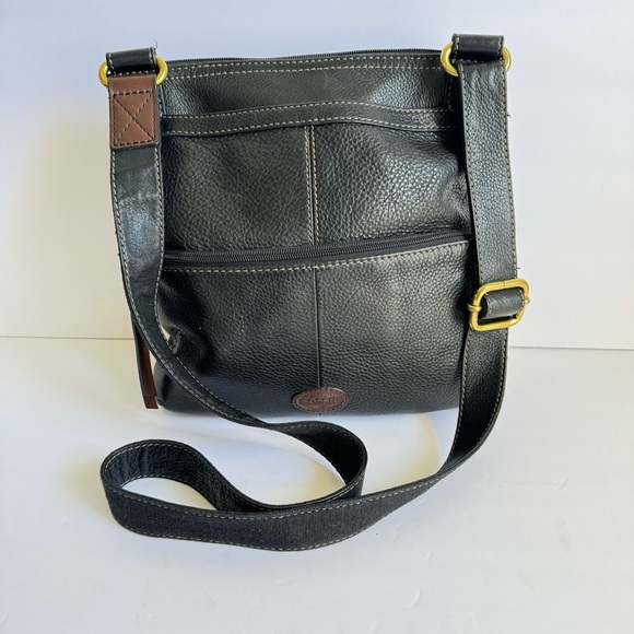 Fossil Y2K Morgan Bag Black Leather Crossbody Messenger Purse Travel Everyday - Picture 10 of 12